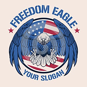 Vintage American Bald Eagle Tshirt Design Template