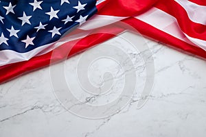 Vintage American flag isolated on mable background with copy space for text. flag america background banner for independence day