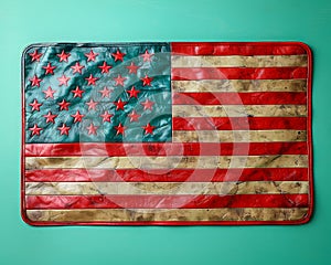 Vintage American Flag with Star Pattern on Textured Background for Patriotism and National Holidays