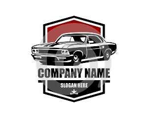 Vintage American Muscle Car Vector Silhouette Logo isolated best white background for badge