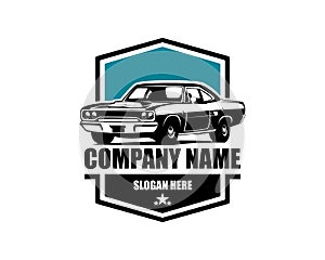 Vintage American Muscle Car Vector Silhouette Logo isolated best white background for badge, emblem, icon