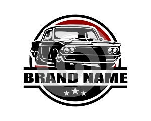 Vintage American Muscle Car Vector Silhouette Logo isolated best white background for badge, emblem