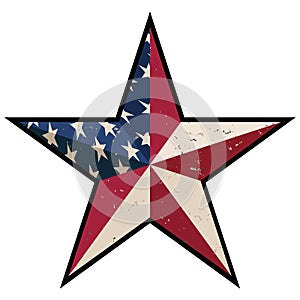 American Patriotic Barn Star with Antique Stars and Stripes Isolated Vector Illustration