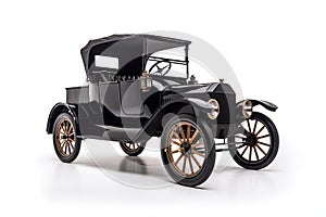 Vintage American 1920s Black Car Isolated on White Background, Generative AI