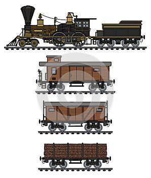 The vintage american steam train