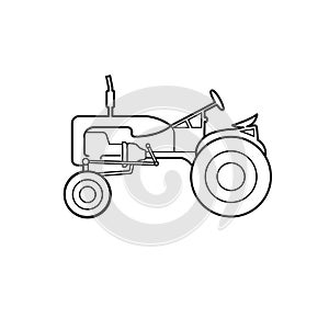 Vintage american tractor vector illustration. Retro agricultural machine.