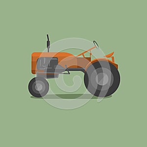 Vintage american tractor vector illustration. Retro agricultural machine.