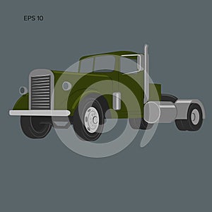 Vintage american truck vector illustration. Retro freighter truck.