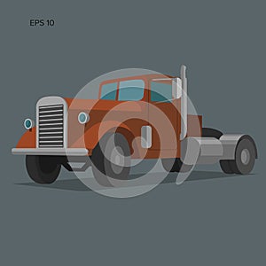 Vintage american truck vector illustration. Retro freighter truck.