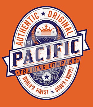 Vintage Americana Style Pacific Label