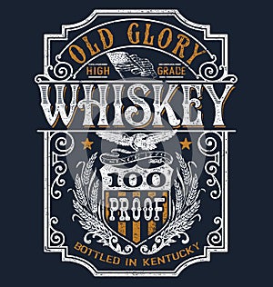 Vintage Americana Whiskey Label T-shirt Graphic