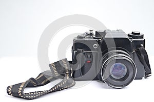 Vintage analog camera with isolated white background