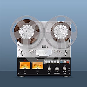 Vintage Analog Reel Tape Recorder. Retro style