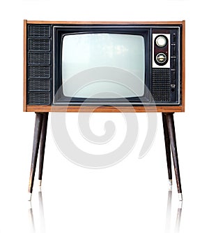 Vintage analog television , clipping path.