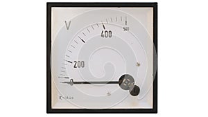 Vintage analog volt meter isolated on white background