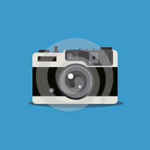 vintage analogue camera flat design vector illustration. analog camera design