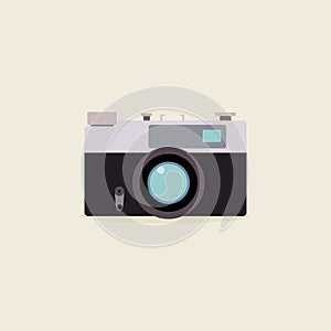 vintage analogue camera flat design vector illustration. analog camera design