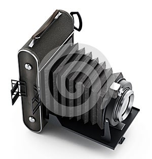 Vintage analogue camera isolated on white background