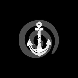Vintage anchor with black and white design. Perfect for logo, icon, template, banner or poster, etc. Flat design
