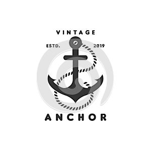 Vintage anchor logo graphic design template vector illustration