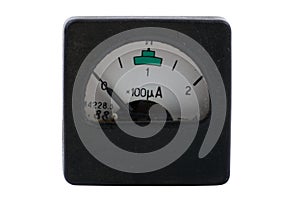 Vintage ancient ampermeter scale isolated