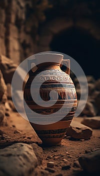 Vintage ancient archeologic amphora. Generative AI