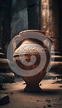 Vintage ancient archeologic amphora. Generative AI