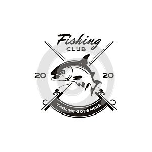 Vintage Angler Fishing Emblem Logo design vector