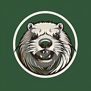 Vintage Angry Beaver Logo On Green Background