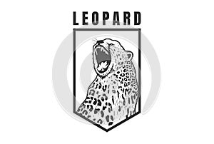 Vintage Angry Roaring Tiger Leopard Jaguar Cheetah Shield Logo Design