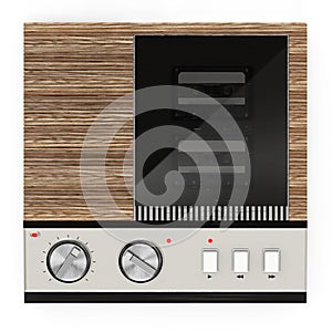 Vintage answering machine isolated on white. 3D illustration