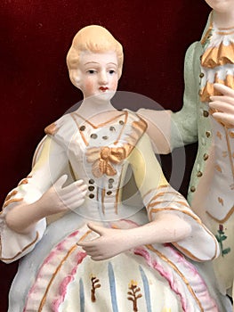 Beautiful Antique Vintage High Quality Hand Painted Porcelain Victorian People Figurine Dressed in Finery photo