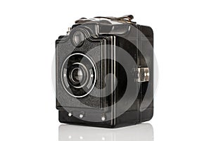 Vintage antique camera isolated on white