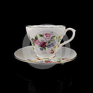 Vintage antique cup on saucer hand painted