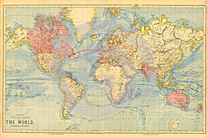 Vintage Antique Historical World Map