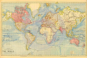 Vintage Antique Historical World Map photo