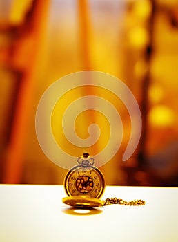 Vintage Antique pocket watch blur background