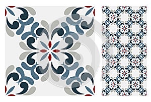 Vintage antique Portuguese seamless design patterns tiles in Vector illustration