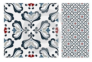 Vintage antique Portuguese seamless design patterns tiles in Vector illustration