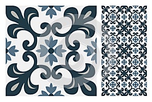 Vintage antique Portuguese seamless design patterns tiles in Vector illustration