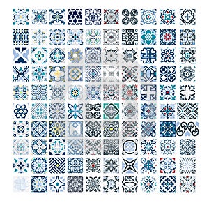 Vintage antique Portuguese seamless design patterns tiles in Vector illustration