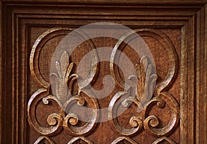 Vintage antique wood carving detail grunge pattern surface abstract texture background