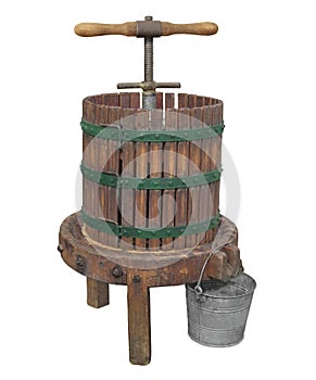 Vintage apple press isolated