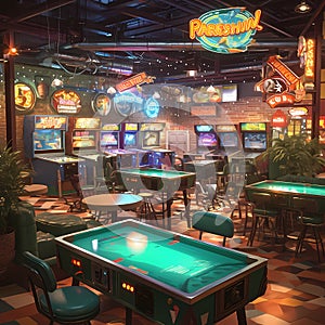 Vintage Arcade Ambiance, Perfect for Nostalgic Gaming Scenes