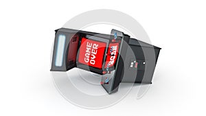 Vintage arcade game machine concept game over.