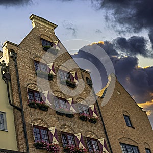 Vintage architecture of Old Town in Gdansk, Pomerania, Poland