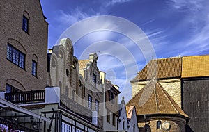 Vintage architecture of Old Town in Gdansk, Pomerania, Poland