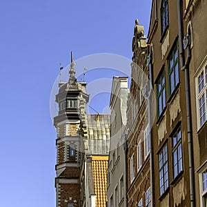 Vintage architecture of Old Town in Gdansk, Pomerania, Poland