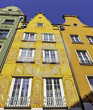 Vintage architecture of Old Town in Gdansk, Tricity, Pomerania, Poland