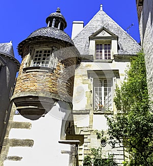 Vintage architecture of Old Town in Vitre, France